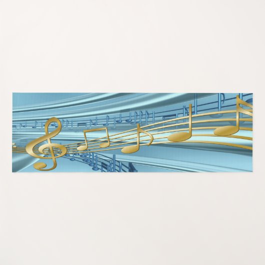  Baby blue Musical Notes ヨガマット (正面(横))