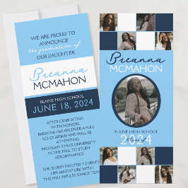 Baby Blue & Navy 9写真卒業発表 招待状