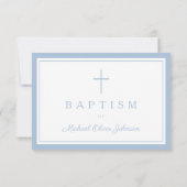 Baby Blue Religious Cross Boy Baptism  出欠カード (裏面)