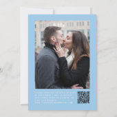 Baby Blue Silver Glitter Photo QR Code Wedding 招待状 (裏面)