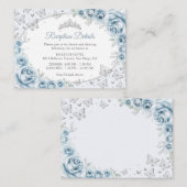 Baby Blue Silver Quinceanera Reception Details エンクロージャーカード (正面/裏面)
