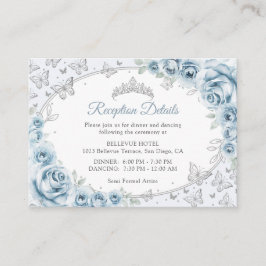 Baby Blue Silver Quinceanera Reception Details エンクロージャーカード