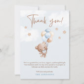 Baby Blue Teddy Bear Baby Shower  サンキューカード (正面)