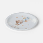 Baby Blue Teddy Bear Baby Shower ペーパープレート (アングル)