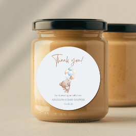 Baby Blue Teddy Bear Baby Shower Thank You Favor ラウンドシール