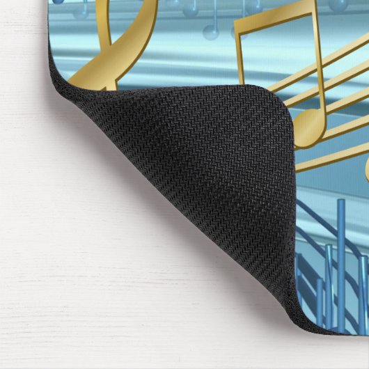 Baby Blue Trendy Musical Notes マウスパッド (コーナー)