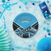 Baby Blue、White、Blackのチアリーダー ペーパープレート (パーティー)