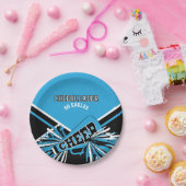 Baby Blue、White、Blackのチアリーダー ペーパープレート (パーティー)