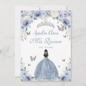 Baby Blue White Floral Princess Quinceañera XV 16 招待状 (裏面)