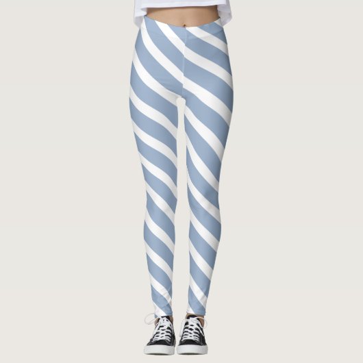 Baby Blue & White Stripe Leggings レギンス (正面)