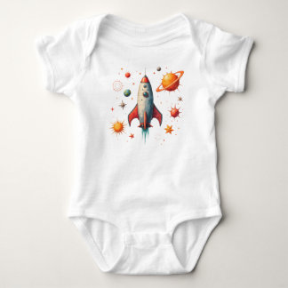 Baby body suit with rocket ship and planets ベビーボディスーツ