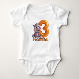 Baby Bodysuit – 3 Months with Cute Hippo ベビーボディスーツ