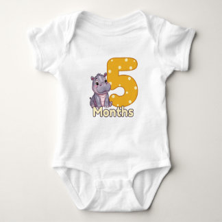 Baby Bodysuit – 5 Months with Cute Hippo ベビーボディスーツ