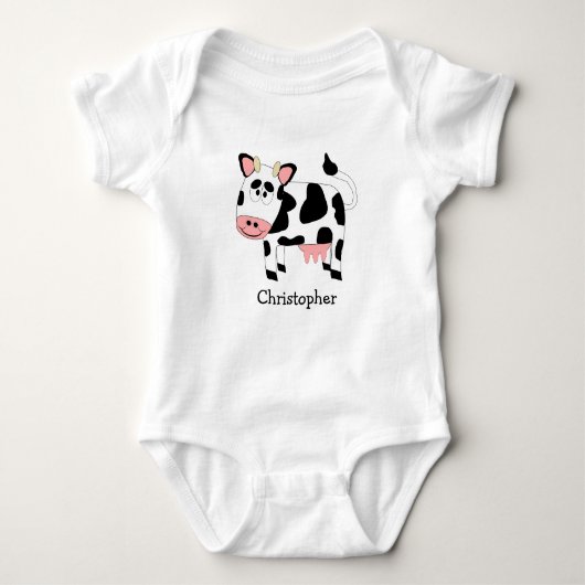 Baby Bodysuit Cow Design ベビーボディスーツ (正面)