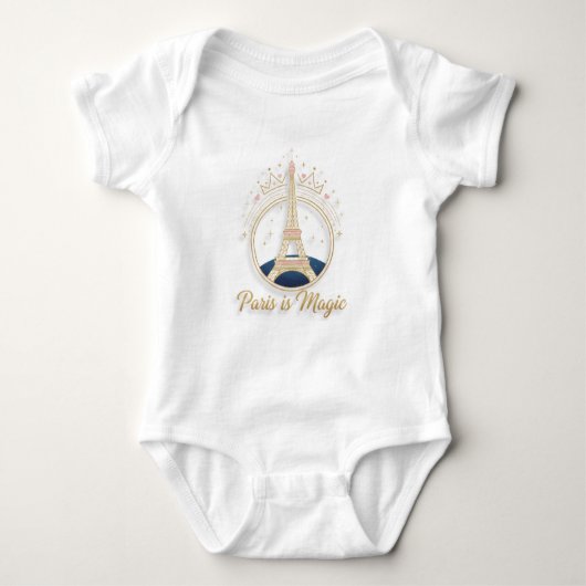 Baby Bodysuit - Paris Elegant Eiffel Tower ベビーボディスーツ (正面)