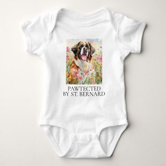 Baby Bodysuit – Pawtected by Saint Bernard ベビーボディスーツ (正面)
