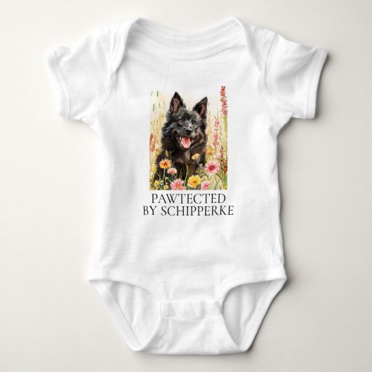 Baby Bodysuit – Pawtected by Schipperke ベビーボディスーツ (正面)