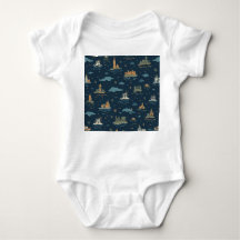 Baby Bodysuits With Vintage Travel Design