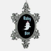 Baby Boo Cute Halloween Kids Or Couples Gift スノーフレークピューターオーナメント (左)