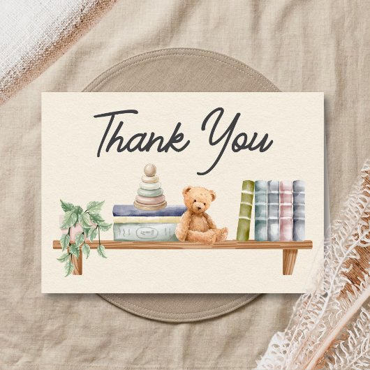 Baby Books and Brunch Neutral Baby Shower サンキューカード