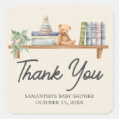 Baby Books and Brunch Neutral Baby Shower スクエアシール (正面)