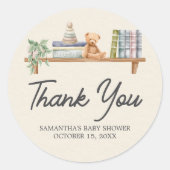 Baby Books and Brunch Neutral Baby Shower ラウンドシール (正面)