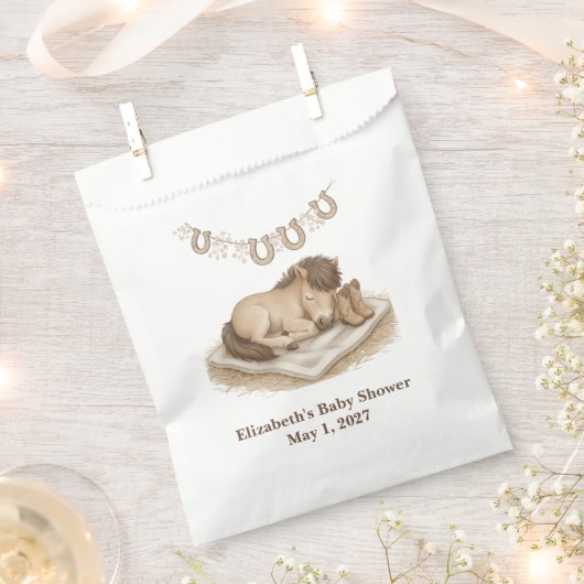 Baby Boots and Foal Western Baby Shower フェイバーバッグ (クリップ留めされた状態)