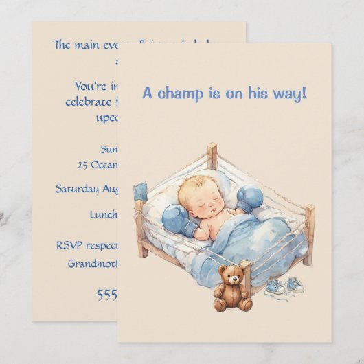 Baby Boxing Champ Digital Download Invite 招待状 (正面/裏面)