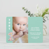 Baby Boy 1st Birthday One Thank You Photo Card サンキューカード (スタンド正面)