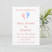 Baby Boy and Girl Footprints Twins Baby Shower 招待状 (スタンド正面)