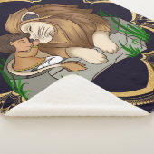 Baby boy and lion on a black mandala background シェルパブランケット (3/4)