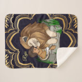Baby boy and lion on a black mandala background シェルパブランケット (正面(横))