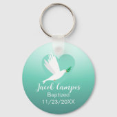 Baby Boy Baptism Dove Clouds Photo Frame キーホルダー (裏面)