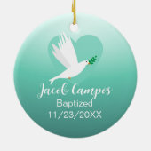 Baby Boy Baptism Dove Clouds Photo Frame セラミックオーナメント (裏面)