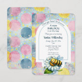 Baby Boy Bee In A Flower Shower  招待状 (正面/裏面)