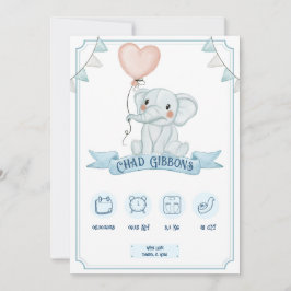 Baby Boy Birth Announcement 案内状