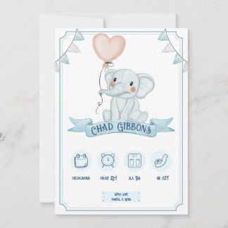 Baby Boy Birth Announcement 案内状