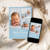 Baby Boy Birth Photo Collage Custom Blue