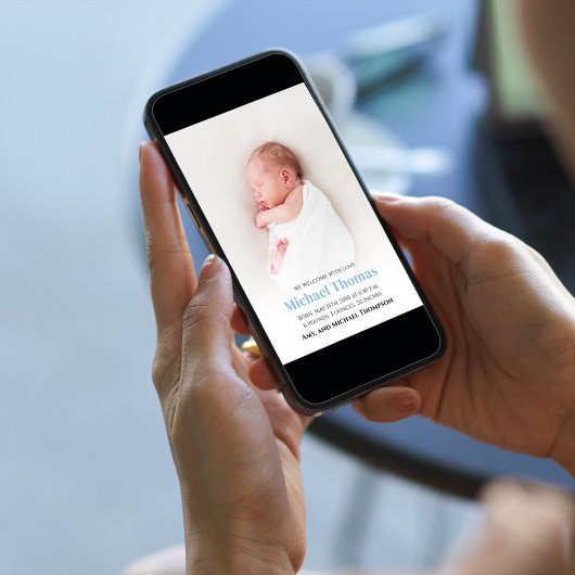 Baby Boy Birth Photo Custom Blue