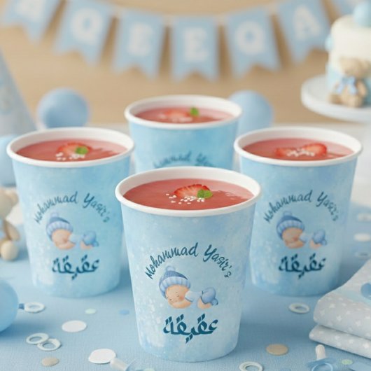 Baby boy blue aqeeqah paper cups 紙コップ