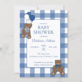 Baby Boy Blue Bearly Teddy Bears Baby Shower 招待状 (正面)