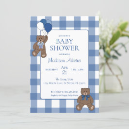 Baby Boy Blue Bearly Teddy Bears Baby Shower 招待状