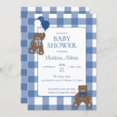 Baby Boy Blue Bearly Teddy Bears Baby Shower 招待状 (正面/裏面)