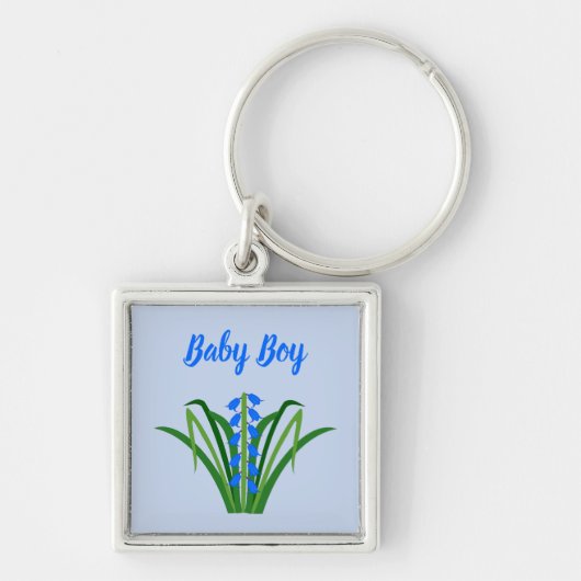 Baby Boy Bluebell Flowers Spring Custom キーホルダー (正面)