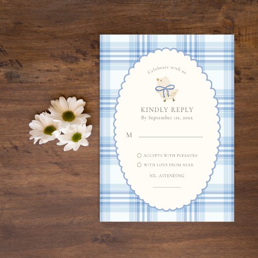 Baby Boy | Chick Watercolor Blue Response 出欠カード