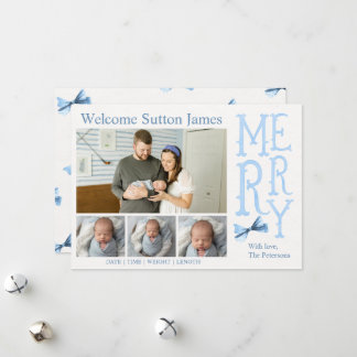 Baby Boy Christmas Birth Announcement シーズンカード