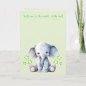 Baby boy congratulations elephant green カード (裏面)