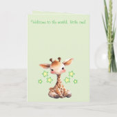 Baby boy congratulations giraffe green カード (裏面)