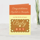 Baby boy congratulations orange yellow カード (正面)
