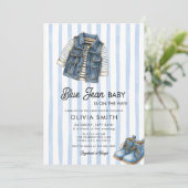  Baby Boy Denim Blue Jean Baby Shower Invitation 招待状 (スタンド正面)